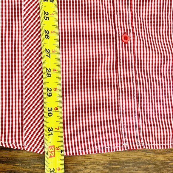 NEW Bohio Men's Shirt Size 1X Short Sleeve Button Up Red/White Gingham Pattern - Picture 10 of 10